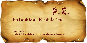 Haidekker Richárd névjegykártya